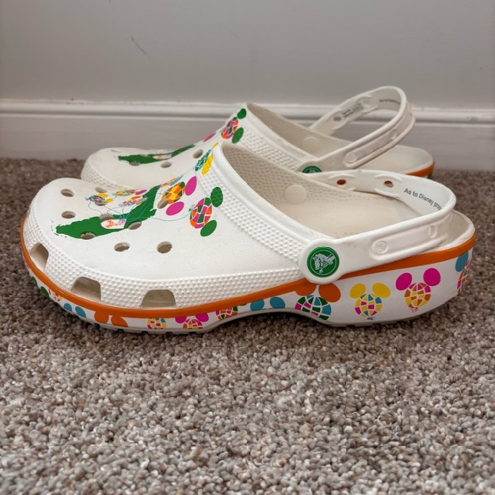 Crocs Disney Mickey Balloon Print Classic Clogs White Multicolor W 11 M 9